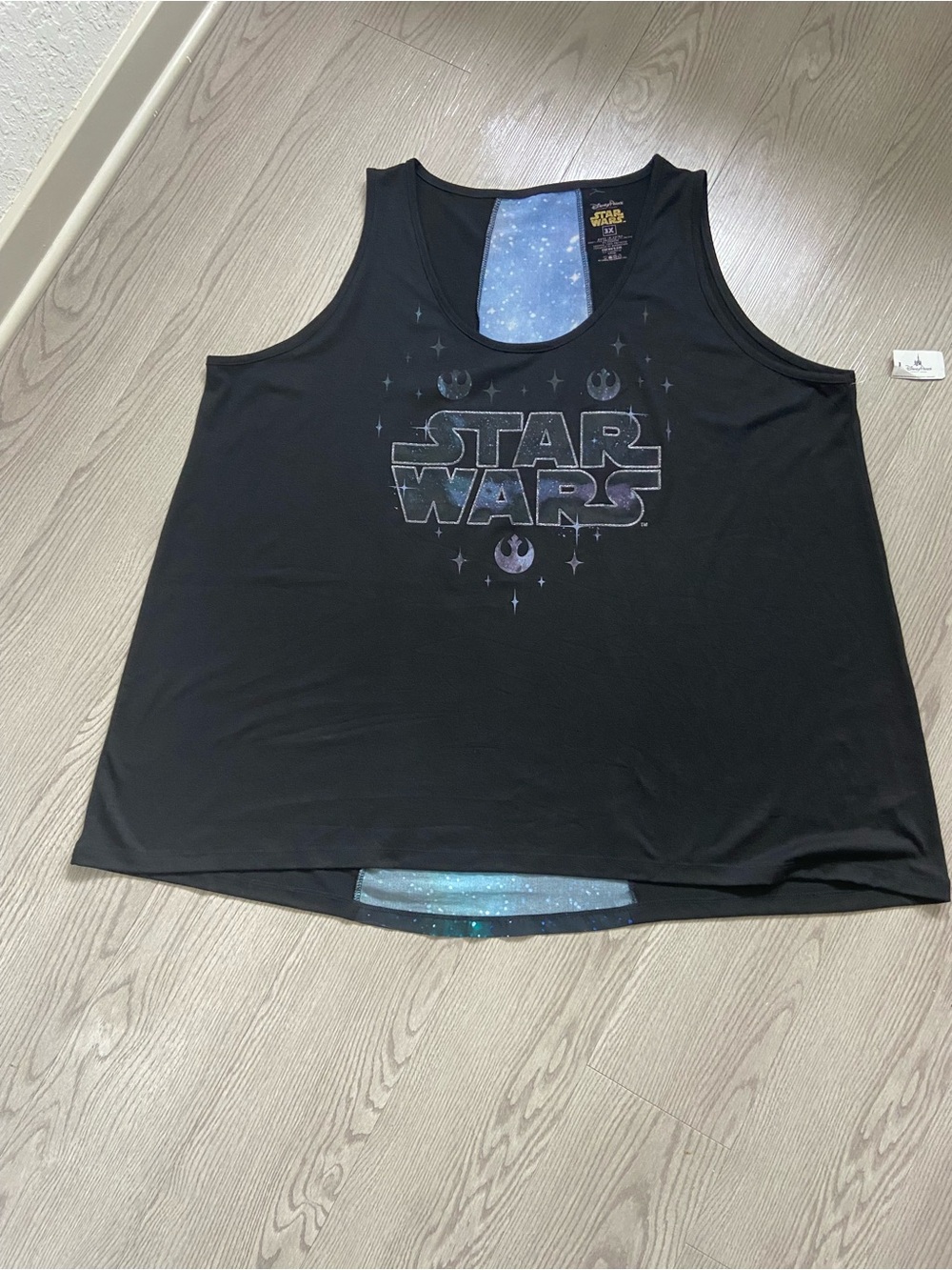 Star Wars Black Tank Top with Blue Galaxy Back Panel